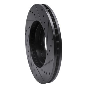 Acura RL Brake Rotor (1) - Front Left - R1 Concepts - Drilled & Slotted - Black - `99-`04